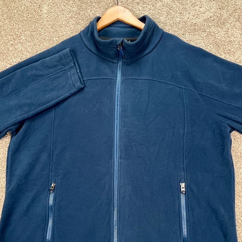 REI Jacket Mens XL Navy Blue Long Sleeve Full Zip Pockets Fleece Performance EUC